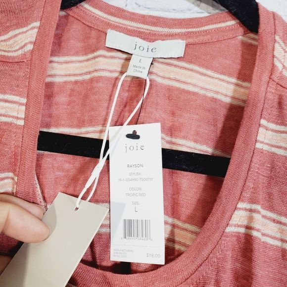 4x$25 JOIE New with trash strip long tunic top large red - Picture 6 of 11